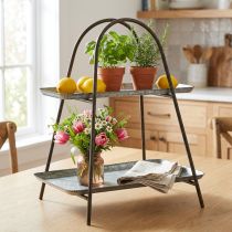kohteita Kakkuteline vintage koristeellinen tarjotin pöytähylly metalli H47cm