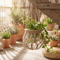 kohteita Macrame lasi koristeellinen riippuva koriste lasi ruukku kirkas Ø16cm H29cm