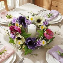 kohteita Tekokukkaseppele Anemones Daisies Purppura Valkoinen Ø25cm