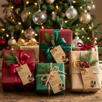 kohteita Lahjalaput Merry Christmas paperi luonnonruskea 8,5×5,5cm 20 kpl