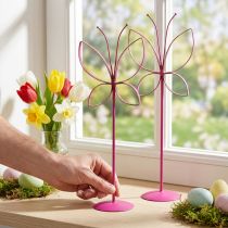 kohteita Butterfly Metal Decoration Spring Fuchsia Gold H35cm 2 kpl