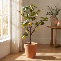 kohteita Kaunis keinotekoinen sitruunapuu ruukussa, keltainen koristeellinen tekokasvi, 90 cm, helppohoitoinen, sopii koti- ja liiketiloihin