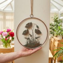 kohteita Seinäkoriste, kukkakuvio, metalli, ruusu, vintage, Ø30,5 cm, kevätkoriste, kesäkoriste