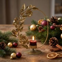 kohteita Kynttilänjalka kultainen deco lenkki kukkakäpyjä H29,5cm