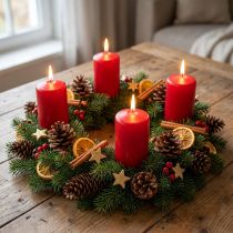 kohteita Punaiset pylväskynttilät, pienet vanhanpunaiset adventtikynttilät 70/50mm, 24 kpl