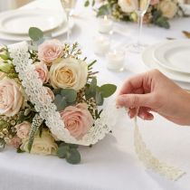 kohteita Pitsinauha Wedding Decor Romantic Kermanvalkoinen L35mm L20m