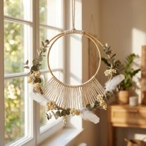 kohteita Tee-se-itse-koristeelliset ripustusrenkaat Boho-kaksoisrengas luonnonvärinen Ø20/15cm 4 kpl:n setti
