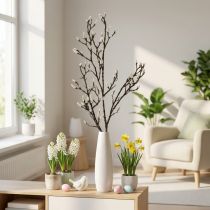kohteita Keinotekoinen magnoliaoksa Kevätkoristeluoksa silmuilla Ruskea Valkoinen L135cm