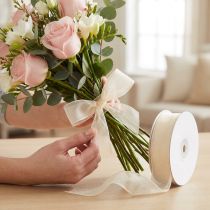 kohteita Sifonki nauha organza nauha koristeellinen nauha organza kerma 15mm 20m
