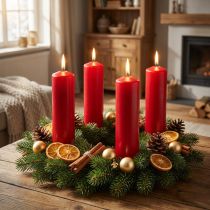 kohteita Pilarikynttilät punaiset adventtikynttilät kynttilät punaiset 200/50mm 24 kpl