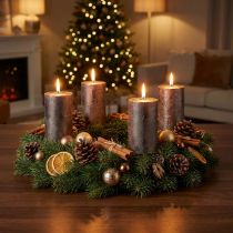 kohteita Yksiväriset kuparinväriset metalliset pylväskynttilät, 60x100 mm, 4 kpl:n setti - Adventtiseppele joulukoristeeksi
