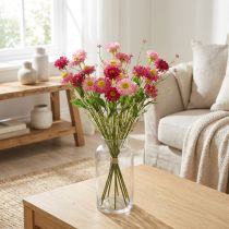 kohteita Rhodanthe Rosa - Vaaleanpunaiset silkkikukat - Tekokasvi, Mansikkakukkakimppu, Koristeelliset kukat 46 cm