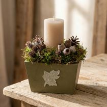 kohteita Puinen istutuslaatikko, shabby chic -tyylinen, vihreä, 11 × 14,5 × 14 cm