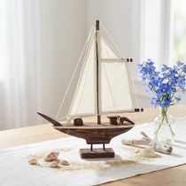 kohteita Purjevene koristelu laiva männyn ruskea 32×5×41cm