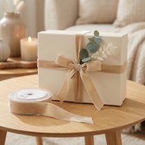 kohteita Samettinauha koristenauha sametti lahjanauha beige 40mm 8m