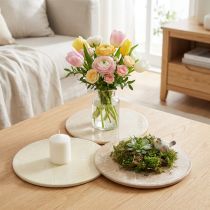 kohteita Lasinaluset Pöytäkoristeet Kukat Beige Ruskea Ø20cm 3 Kpl