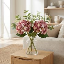 kohteita Keinotekoinen hortensia iso vaaleanpunainen mauve Ø15cm L58cm 2kpl