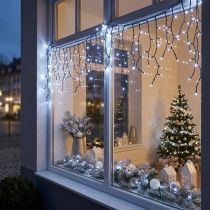 kohteita Valokaskadi lumiefektillä, talvikoristelu Adventti, LED-valot 6 säiettä kylmä valkoinen 480 L60/80/100cm