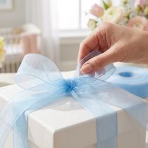 kohteita Organza nauha lahjanauha vaaleansininen nauha sininen helmi 25mm 50m