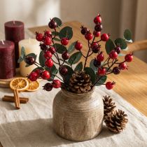 kohteita Keinotekoinen granaattiomenanoksa haaroittuvilla varsilla maljakon koristeeksi, 19 cm, 4 kpl