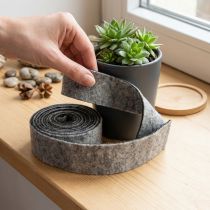 kohteita Huopanauha, patahihna, 100% villaa, harmaa/musta, 7,5 cm leveä, 5 m pitkä