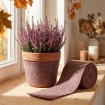 kohteita Kaksivärinen huopateippi villahuovasta, 100 % villaa, violetti/ruskea, 15 cm x 5 m