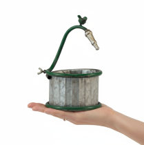 kohteita Metallinen istutusastia, sadevesitynnyri, lintuaiheinen, parvekekoriste, Ø15,5 cm