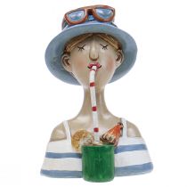 kohteita Female Bust Cocktail Sininen Valkoinen Koristefiguurit K10,5cm 2kpl