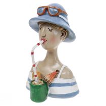 kohteita Nainen Bust Cocktail Sininen Valkoinen Koristefiguurit K10,5cm 2kpl