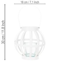 kohteita Puutarhalyhty, metallia ja lasia, riippuva kynttilänjalka, valkoinen, Ø18,5 cm