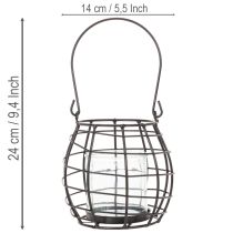kohteita Puutarhalyhty, mustaa metallia tuulivalolla, Ø14cm, korkeus 12,5cm