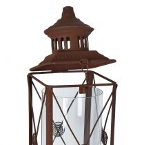 kohteita Puutarhalyhty, metallikoriste, ruosteenvärinen, 12 cm x 12 cm x 135 cm