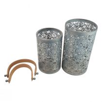 kohteita Puutarhalyhty Metallilyhdyn kahva Harmaa K30,5/25cm 2 kpl sarja