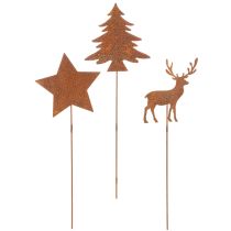 kohteita Puutarhakeppi, säänkestävää terästä, peura, tähti, kuusi, korkeus 10/15 cm, 3 kpl