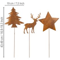 kohteita Puutarhakeppi, säänkestävä teräs, peura, tähti, kuusi, H14/20, 3 kpl