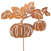 kohteita Puutarhakeppi kurpitsa-aiheella, metallikoristeet, ruosteenvärinen, 100 cm