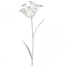 Puutarhatulppa kukka, puutarhakoristeet, kasvitulppa metallista shabby chic valkoinen, hopea L52cm Ø10cm 2kpl