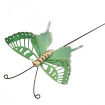 Puutarhapiippu metallinen Butterfly Green Gold 12x10/46cm