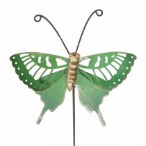 Puutarhapiippu metallinen Butterfly Green Gold 12x10/46cm