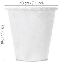 kohteita Koristeellinen istutusruukku, metallinen ruukku, valkoinen, Ø18,5cm, K18cm