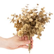 kohteita Keinotekoinen eukalyptuskasvi, kullanvärinen koristeoksa pöytäkoristeeseen, 24 cm