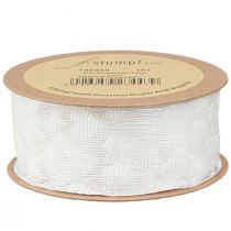 kohteita Lahjanauha sydämet mesh nauha valkoinen glitter 40mm 10m