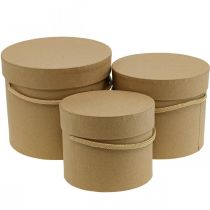 Lahjarasia pyöreä kukkalaatikko beige Ø12.5/14.5/16.5cm 3 kpl setti