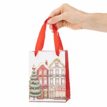 kohteita Joululahjakassi taloilla ja joulukuusella, 16 cm, 2 kpl