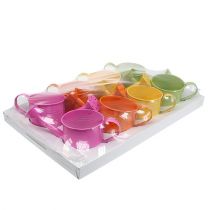 kohteita Värikäs koristeellinen kastelukannu, Ø11cm, korkeus 9,5cm, istutukseen, kevätpöytäkoriste, metallia, 8 kpl setti