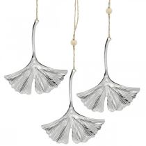 Koristeellinen riipus ginkgolehti, metallikoriste, adventti, syksyn koriste hopea L12cm 12kpl 12cm 12kpl