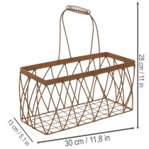 kohteita Metallikori, metallia, ruosteenvärinen, 28x13,5x14cm, 2 kpl
