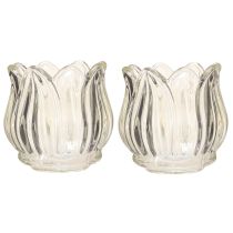 kohteita Lasinen kynttiläpidike tulppaani kynttilä lasi kirkas Ø7cm K7cm 2kpl