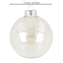 kohteita Lasiset joulukuusenpallot, hohtavat, kirkkaat, 7,5 cm, 12 kpl