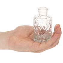 kohteita Mini lasinen maljakko timanttikuviolla, pieni pöytämaljakko, pullo, läpinäkyvä, 9 cm, 6 kpl